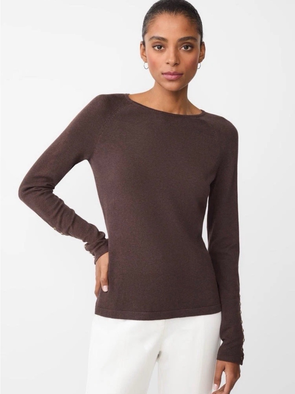 J. McLaughlin Women’s Brown Jamey Sweater Size Unsure Long Sleeve Button Cuff